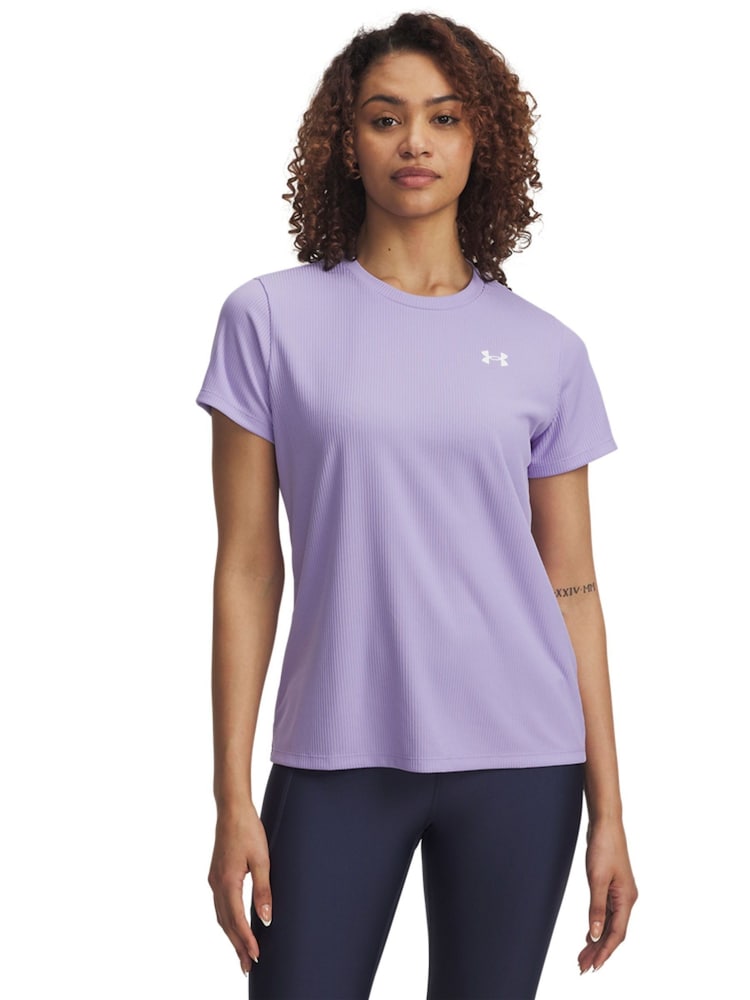 Under Armour Purple Tech Rib Crew Neck T-Shirt - Image 1 of 2 Under Armour Purple Tech Rib Crew Neck T-Shirt - Image 1 of 2