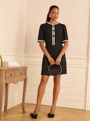 Love & Roses Black Diamonte Bow Mini Dress - Image 1 of 4