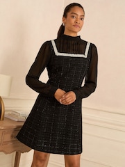 Love & Roses Black Chiffon Tweed Mini Dress - Image 3 of 5