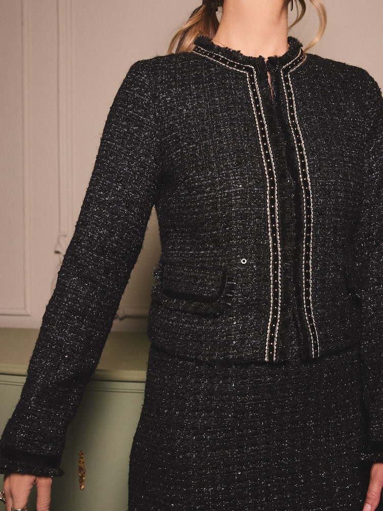 Love & Roses Black Tweed Jacket - Image 2 of 5