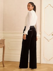 Love & Roses Black Petite Velvet Wide Leg Trousers - Image 4 of 4