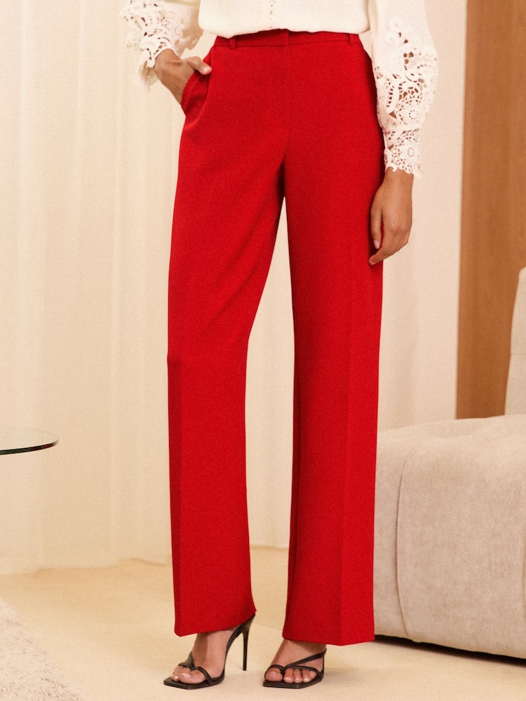 Love & Roses Red Wide Leg Trousers - Image 1 of 4