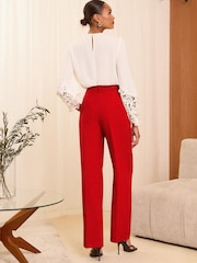Love & Roses Red Wide Leg Trousers - Image 4 of 4