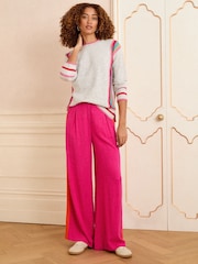Love & Roses Grey Rainbow Side Stripe Crew Neck Knit Jumper - Image 4 of 5