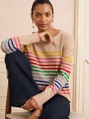 Love & Roses Camel Rainbow Stripe Knitted Jumper - Image 1 of 4