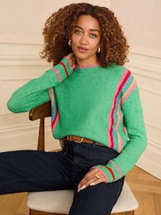Love & Roses Green Rainbow Side Stripe Crew Neck Knit Jumper - Image 1 of 4
