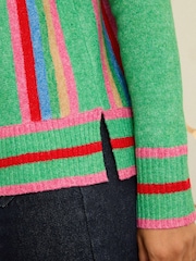 Love & Roses Green Rainbow Side Stripe Crew Neck Knit Jumper - Image 2 of 4
