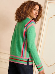 Love & Roses Green Rainbow Side Stripe Crew Neck Knit Jumper - Image 4 of 4