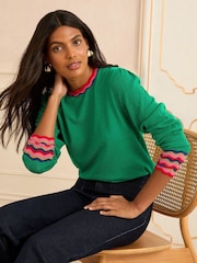 Love & Roses Green Wavy Rainbow Stripe Knit Jumper - Image 1 of 4