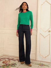 Love & Roses Green Wavy Rainbow Stripe Knit Jumper - Image 3 of 4