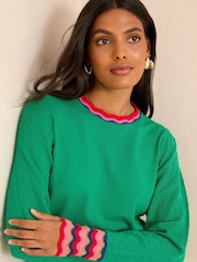 Love & Roses Green Wavy Rainbow Stripe Knit Jumper - Image 4 of 4