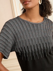 Love & Roses Black Multi Lurex Batwing Knitted Top - Image 2 of 4