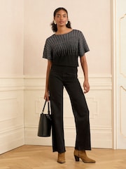 Love & Roses Black Multi Lurex Batwing Knitted Top - Image 3 of 4