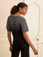 Love & Roses Black Multi Lurex Batwing Knitted Top - Image 4 of 4