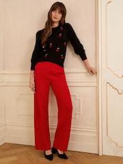 Love & Roses Black Embroidered Cherry 3/4 Knitted Jumper - Image 3 of 4