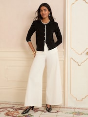 Love & Roses Black Tipped Scallop Knitted Cardigan - Image 2 of 4