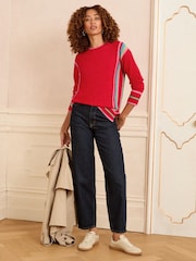 Love & Roses Red Rainbow Side Stripe Crew Neck Knit Jumper - Image 4 of 5