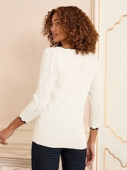 Ivory Tipped - Love & Roses Scallop Pointelle Fine Gauge Jumper - Imagen 4 de 4