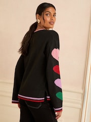 Love & Roses Black Multi Heart Crew Neck Cosy Jumper - Image 2 of 4