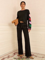 Love & Roses Black Multi Heart Crew Neck Cosy Jumper - Image 3 of 4