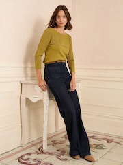 Love & Roses Green Scallop Pointelle Fine Gauge Jumper - Image 3 of 4