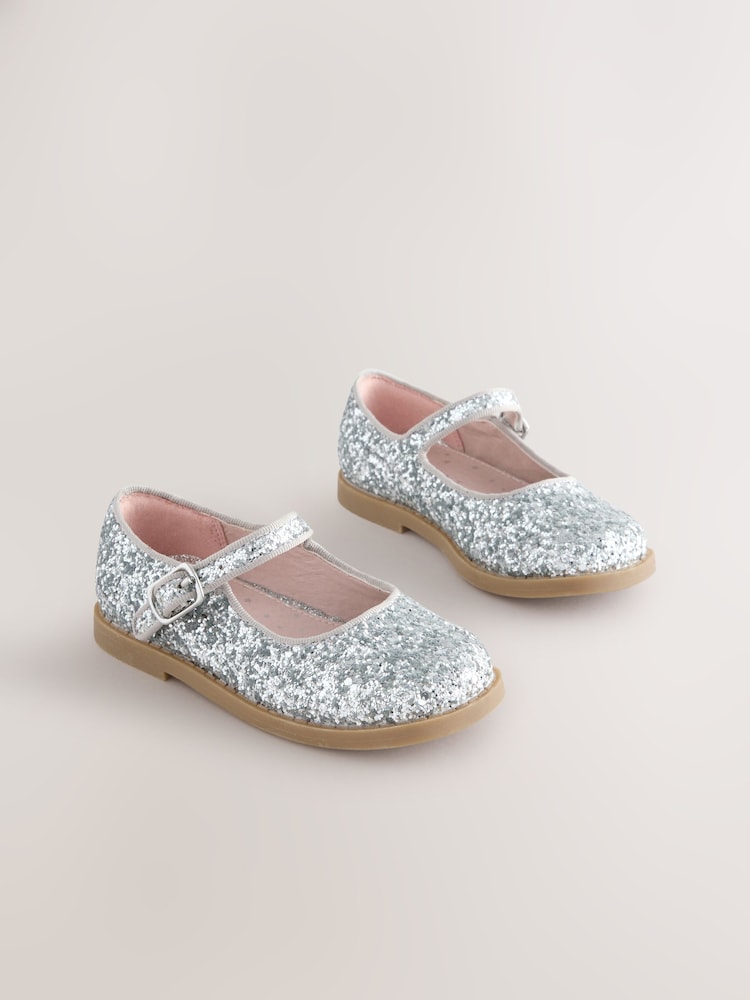 Silver Glitter Mary Jane Shoes - Image 1 of 5