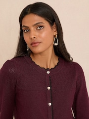 Love & Roses Berry Tipped Scallop Knitted Cardigan - Image 2 of 5