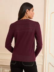 Love & Roses Berry Tipped Scallop Knitted Cardigan - Image 4 of 5