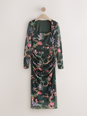 Cath Kidston Green Bird Print Mesh Dress - Image 1 of 3