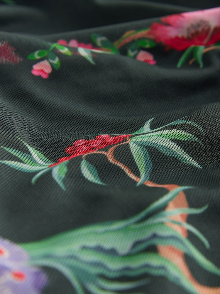 Cath Kidston Green Bird Print Mesh Dress - Image 2 of 3