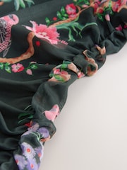 Cath Kidston Green Bird Print Mesh Dress - Image 3 of 3