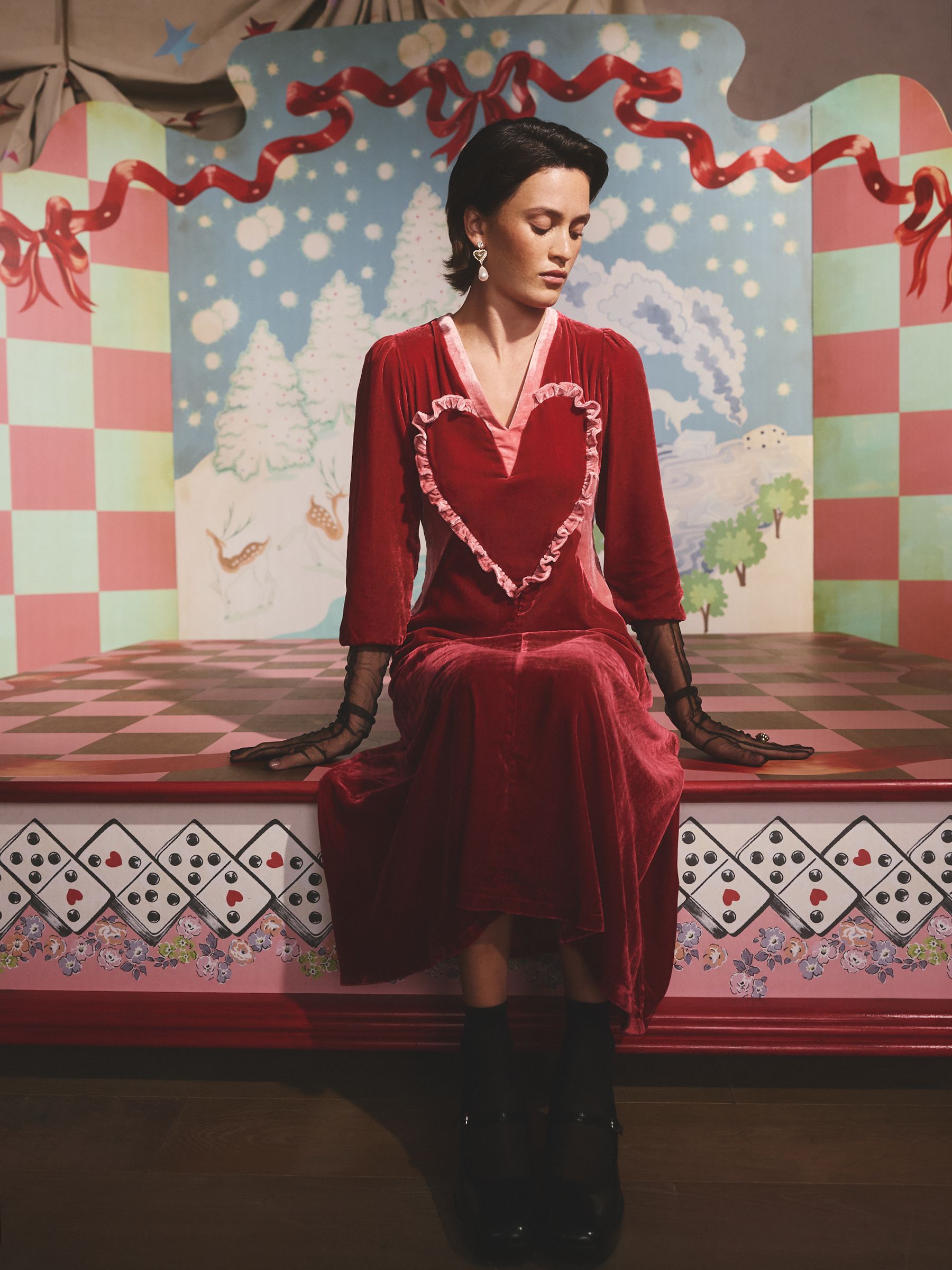 Buy Cath Kidston Red Velvet Heart Midi Dress from Next Romania