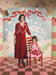 Cath Kidston Red Velvet Heart Midi Dress - Image 2 of 6