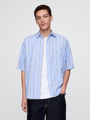 Gap Blue Stripe Linen-Cotton Shirt - Image 1 of 5