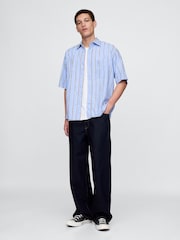 Gap Blue Stripe Linen-Cotton Shirt - Image 3 of 5