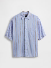 Gap Blue Stripe Linen-Cotton Shirt - Image 4 of 5