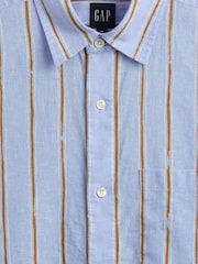 Gap Blue Stripe Linen-Cotton Shirt - Image 5 of 5