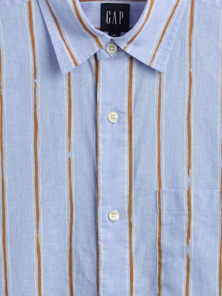 Gap Blue Stripe Linen-Cotton Shirt - Image 5 of 5
