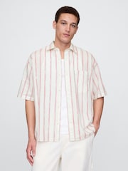 Gap Cream Stripe Linen-Cotton Shirt - Image 1 of 5