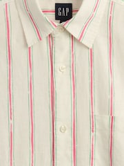 Gap Cream Stripe Linen-Cotton Shirt - Image 5 of 5