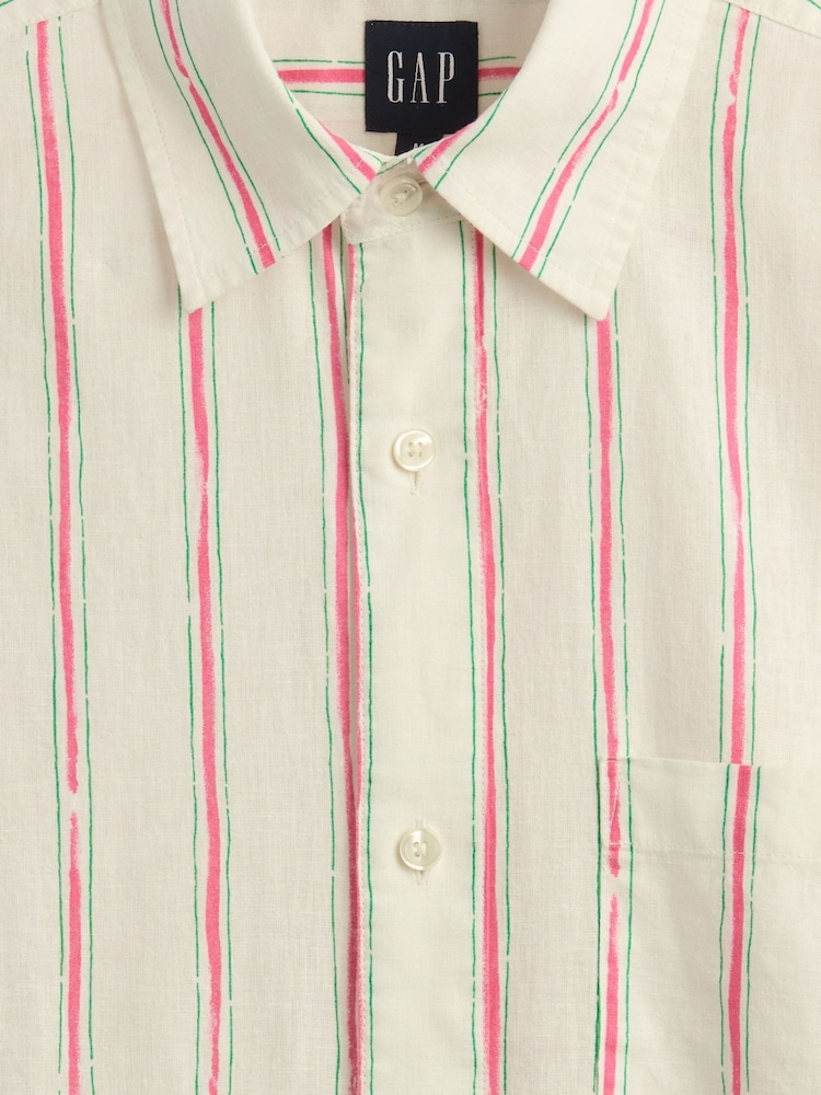 Gap Cream Stripe Linen-Cotton Shirt - Image 5 of 5