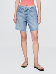 Gap Light Blue 8" Mid Waisted 90s Loose Denim Bermuda Shorts - Image 1 of 5