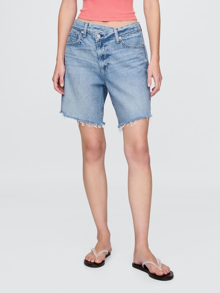 Gap Light Blue 8" Mid Waisted 90s Loose Denim Bermuda Shorts - Image 1 of 5
