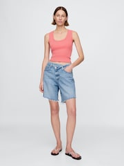 Gap Light Blue 8" Mid Waisted 90s Loose Denim Bermuda Shorts - Image 4 of 5