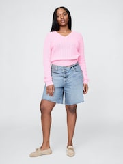 Gap Light Blue 8" Mid Waisted 90s Loose Denim Bermuda Shorts - Image 5 of 5