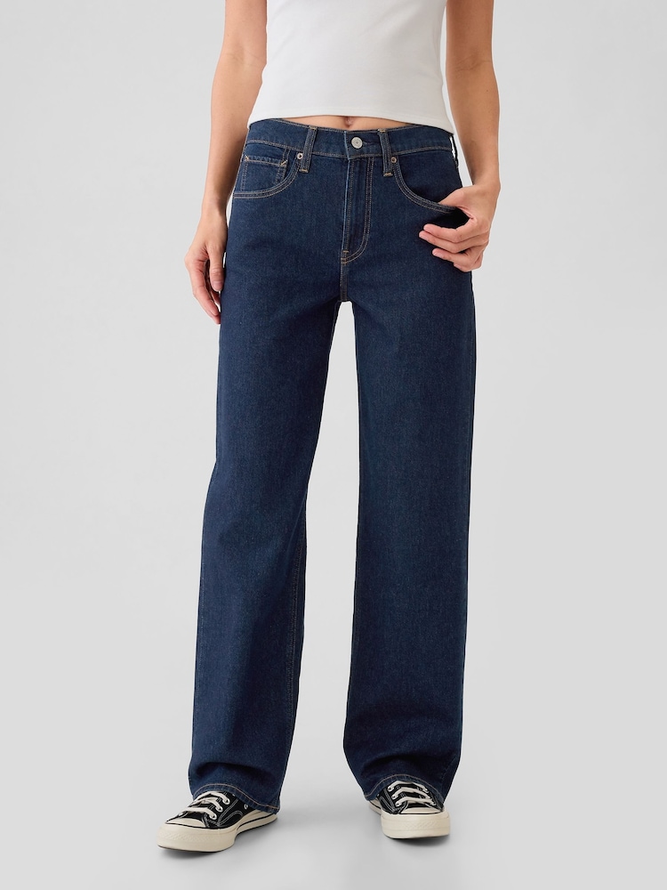 Gap Dark Indigo Blue Mid Waisted 90s Loose Jeans - Image 1 of 9