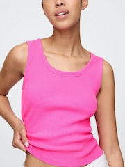 Gap Pink Ribbed Knit Cotton Stretch Scoop Vest - Image 4 of 5