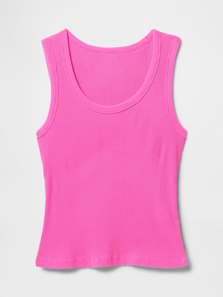 Gap Pink Ribbed Knit Cotton Stretch Scoop Vest - Image 5 of 5
