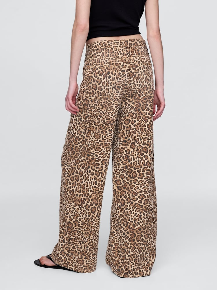 Gap Brown Leopard Print Mid Rise UltraSoft Baggy Jeans - Image 2 of 6