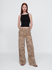 Gap Brown Leopard Print Mid Rise UltraSoft Baggy Jeans - Image 4 of 6